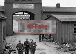 KI-generiertes Fake-Foto schwarzweiß mit Eingangstor