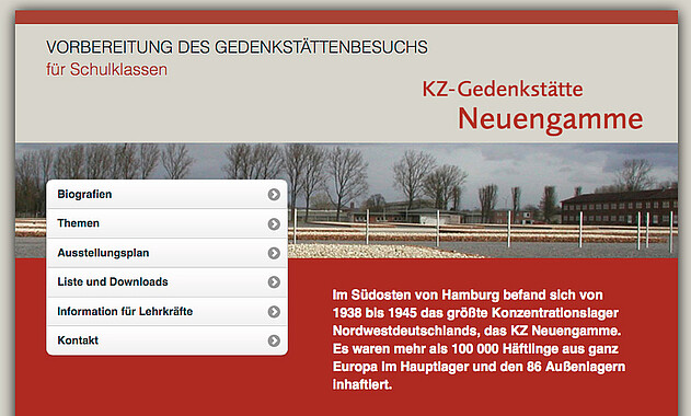 Préparation de la visite Screenshot der WebApp zur Vorbereitung des Gedenkstättenbesuchs.