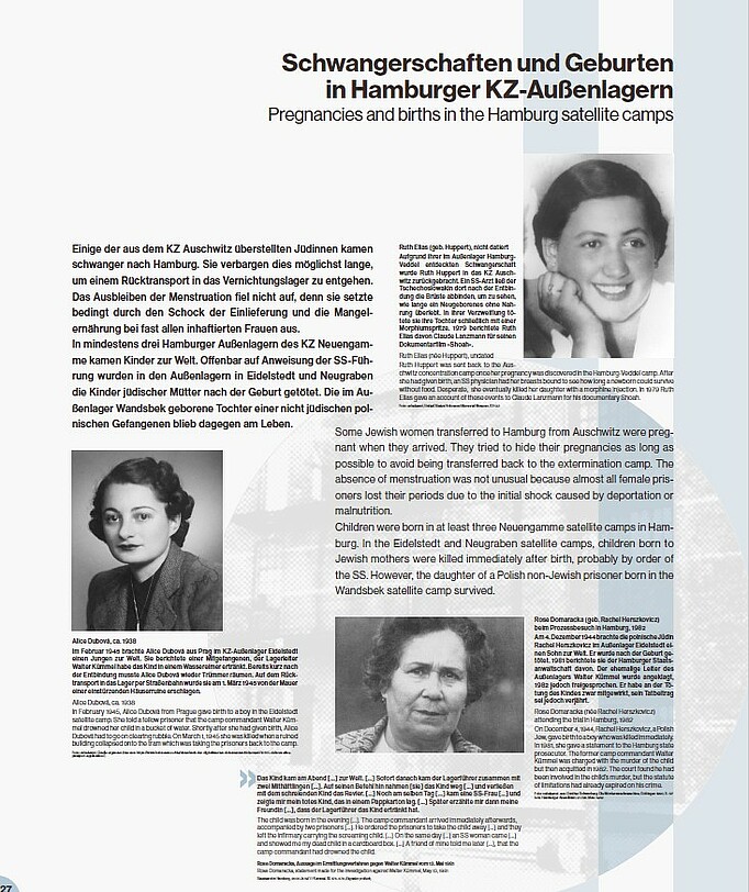 Beispiel für eine Tafel aus der Ausstellung zum Thema Schwangerschaften und Geburten in KZ-Außenlagern