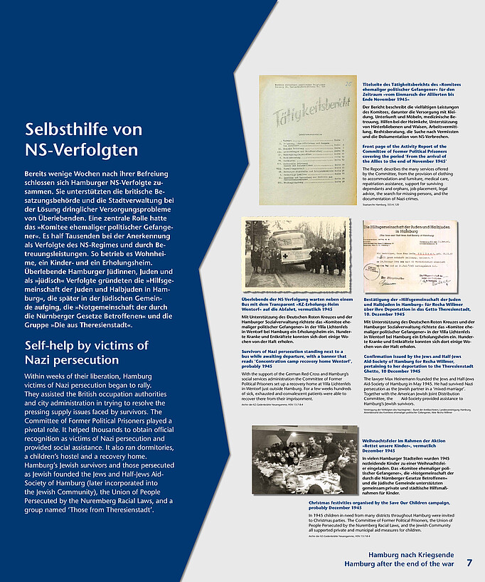 Ausstellungstafel zum Thema Selbsthilfe von NS-Verfolgten